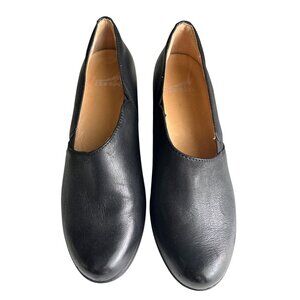 Dansko Womens Black Leather Slip-On Heeled Shoes Size 39 Daily Comfort Wear